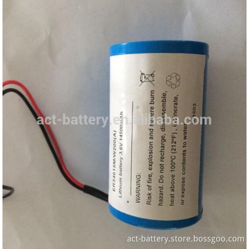 3.6V lithium thionyl chloride battery ER34615M 14.5Ah for GSM model